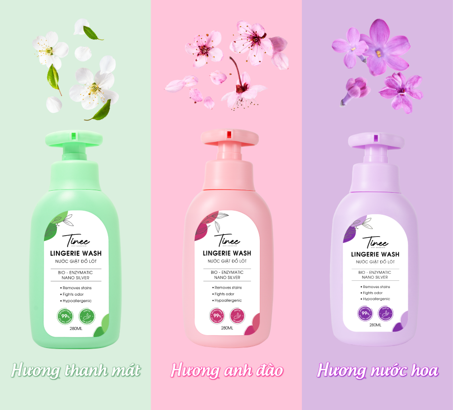 Cách diệt khuẩn đồ lót sạch sẽ và bảo vệ vùng kín khỏe mạnh 3 Combo3 chai nước giặt đồ lót Tinee