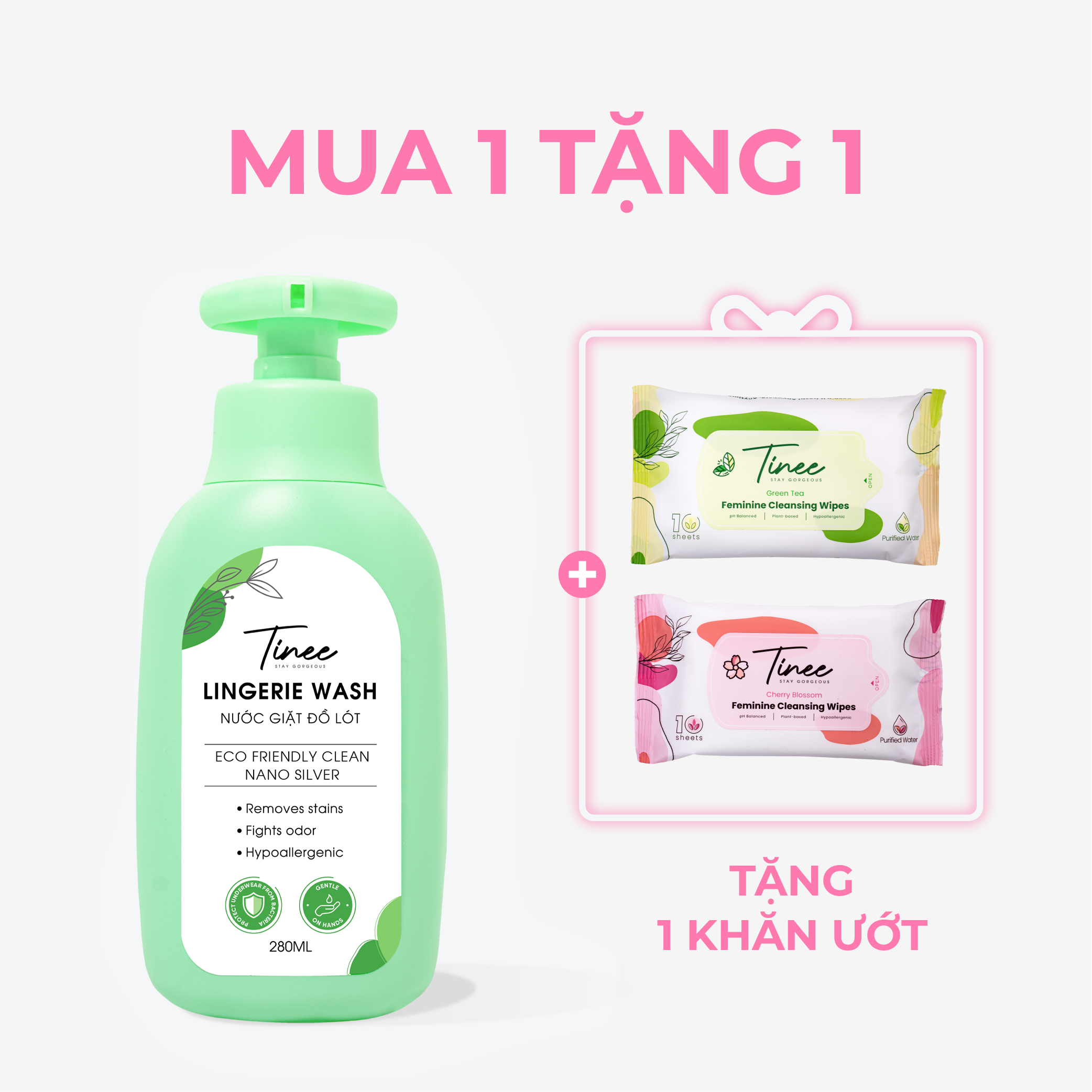 nước giặt đồ chip xanh tặng khăn-01 2 nước giặt đồ lót hương hoa thanh mát giúp quần chip kháng khuẩn sạch thơm