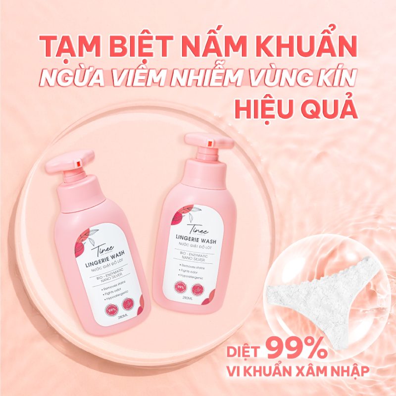 Diệt vi khuẩn đến 99% từ nước giặt đồ lót Tinee